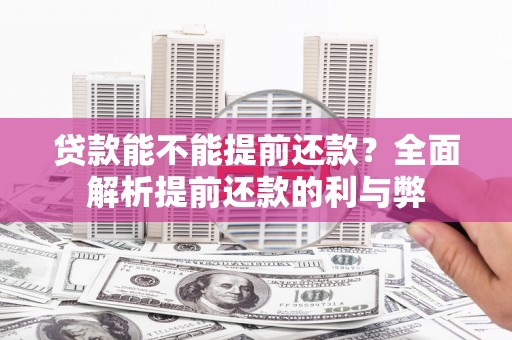 博罗贷款能不能提前还款？全面解析提前还款的利与弊